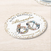 Happy Birthday Cheers To 60 Years Photo Collage ラウンドペーパーコースター (アングル)