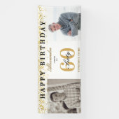 Happy Birthday Cheers To 60 Years Photo Then & Now 横断幕 (縦)