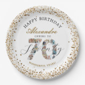  Happy Birthday Cheers To 70 Years Photo Collage ペーパープレート (正面)