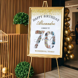 Happy Birthday Cheers To 70 Years Photo Collage ポスター