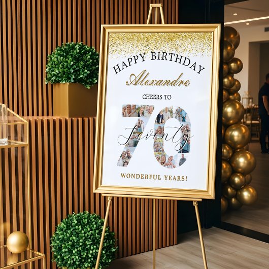 Happy Birthday Cheers To 70 Years Photo Collage ポスター