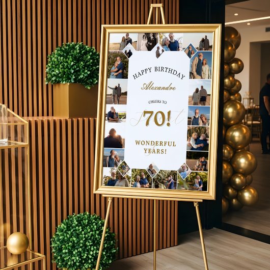 Happy Birthday Cheers To 70 Years Photo Collage ポスター