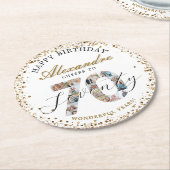  Happy Birthday Cheers To 70 Years Photo Collage ラウンドペーパーコースター (アングル)