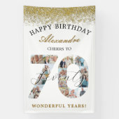  Happy Birthday Cheers To 70 Years Photo Collage 横断幕 (縦)