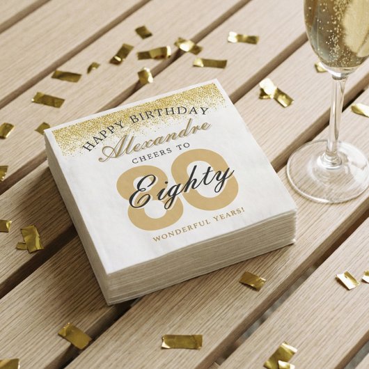 Happy Birthday Cheers To 80 Years Celebration スタンダードランチョンナプキン