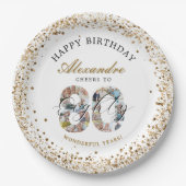  Happy Birthday Cheers To 80 Years Photo Collage ペーパープレート (正面)