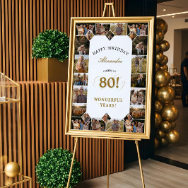 Happy Birthday Cheers To 80 Years Photo Collage ポスター