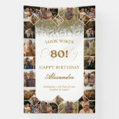 Happy Birthday Cheers To 80 Years Photo Collage 横断幕 (縦)