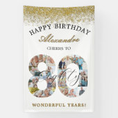 Happy Birthday Cheers To 80 Years Photo Collage 横断幕 (縦)