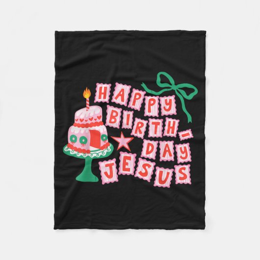 Happy Birthday Christian Jesus Christmas Preppy Bd フリースブランケット (正面)