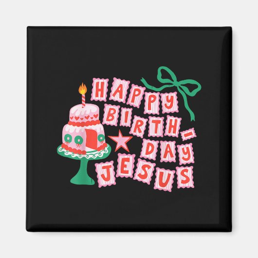 Happy Birthday Christian Jesus Christmas Preppy Bd マグネット (正面)