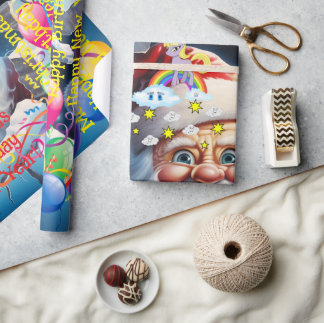 Happy Birthday Christmas Unicorn Wrapping Paper ラッピングペーパー