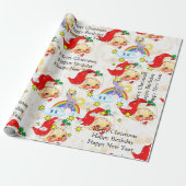 Happy Birthday Christmas Unicorn Wrapping Paper ラッピングペーパー (アンロールド)