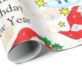 Happy Birthday Christmas Unicorn Wrapping Paper ラッピングペーパー (ロールコーナー)