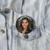 Happy Birthday Classic Simple Custom Cute Photo 缶バッジ (インサイチュ)