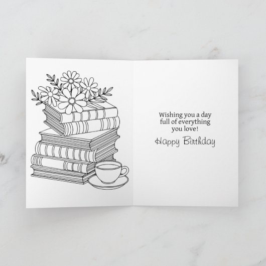 Happy Birthday | Coffee and Books カード (内部)