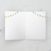 Happy Birthday Colorful Bubbles Bunting Purple カード (内部)