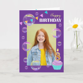 Happy Birthday Colorful Bubbles Bunting Purple カード
