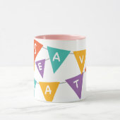 "Happy Birthday" Colorful Bunting Pink Two-Tone マグカップ (中央)