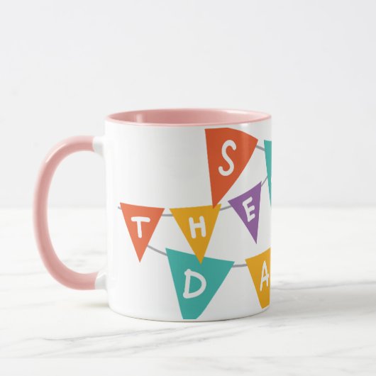 "Happy Birthday" Colorful Bunting Pink Two-Tone マグカップ (左)