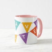 "Happy Birthday" Colorful Bunting Pink Two-Tone マグカップ (正面右)