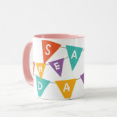 "Happy Birthday" Colorful Bunting Pink Two-Tone マグカップ (正面左)