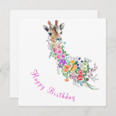 Happy Birthday - Colorful Flowers Bouquet Giraffe  (正面/裏面)