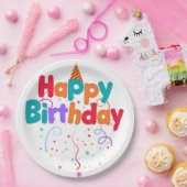 Happy Birthday Confetti ペーパープレート (パーティー)