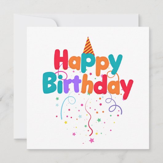 Happy Birthday Confetti 招待状 (正面)