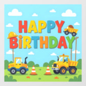 Happy birthday construction builder theme ウィンドウサイン (シート)
