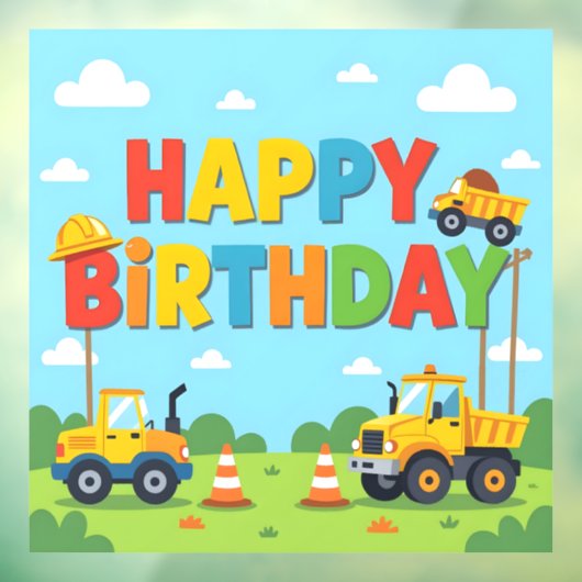 Happy birthday construction builder theme ウィンドウサイン (シート3)