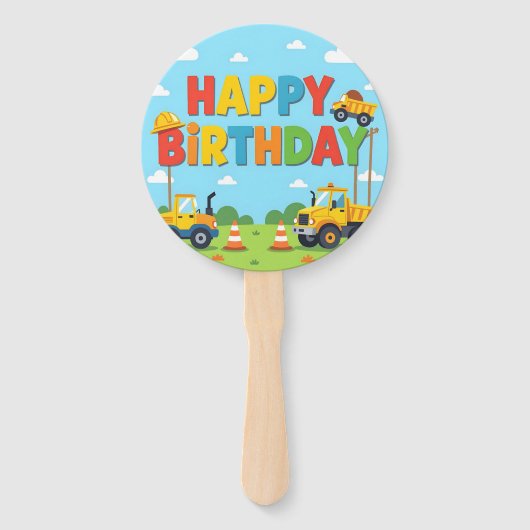 Happy birthday construction builder theme ハンドファン (裏面)