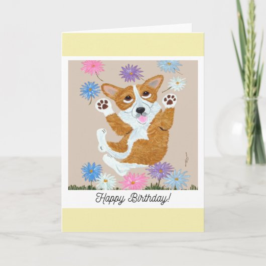 Happy Birthday Corgi Doggie Card カード (正面)