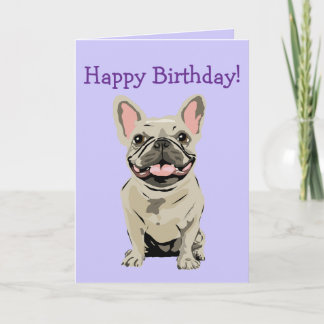 Happy birthday -Cream French Bulldog カード