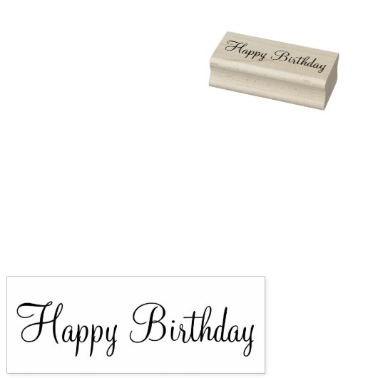Happy Birthday Cursive Script Template ラバースタンプ (押印)