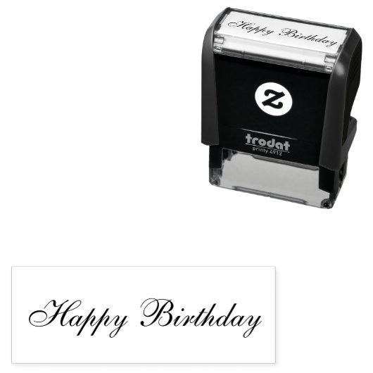 Happy Birthday Cursive Script Text Template セルフインキングスタンプ (インサイチュ)