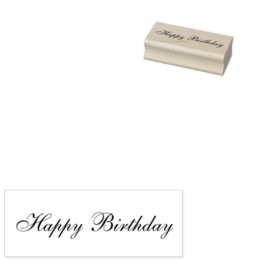 Happy Birthday Cursive Script Text Template ラバースタンプ (押印)