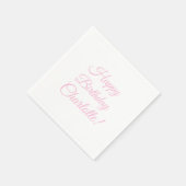 Happy Birthday custom pink script name text スタンダードカクテルナプキン (角)