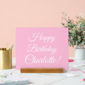 Happy Birthday custom script name text light pink アクリルサイン (ウェディング)