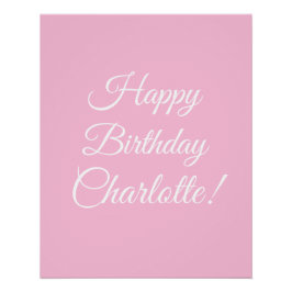 Happy Birthday custom script name text light pink ポスター