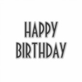 Happy Birthday Custom Simple Minimal Black シール (正面)