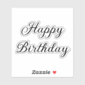 Happy Birthday Custom Simple Minimal Black White シール (シート)