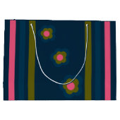 Happy birthday  Custom text navy blue & Hot pink ラージペーパーバッグ (裏面)