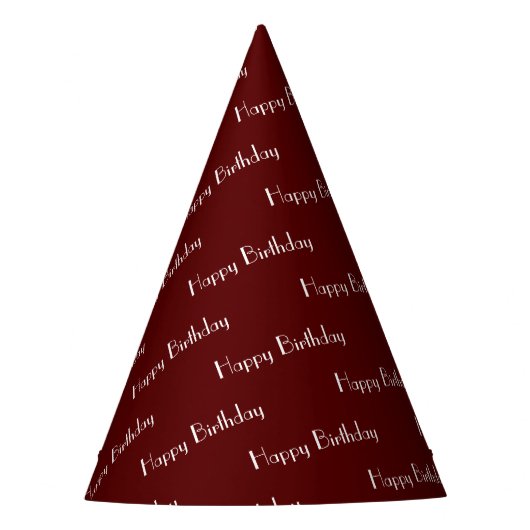 Happy Birthday Custom Text Pattern Maroon パーティーハット (正面)