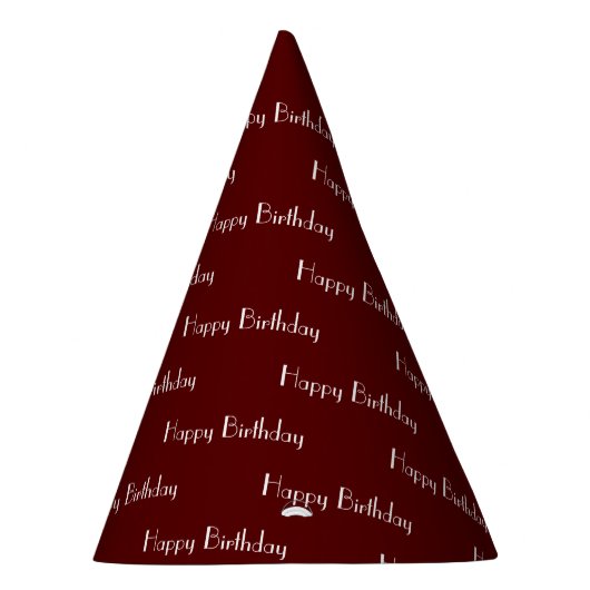 Happy Birthday Custom Text Pattern Maroon パーティーハット (右)