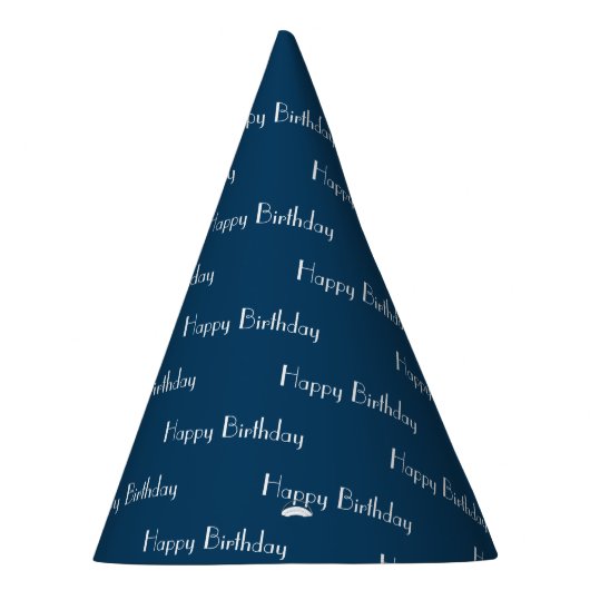 Happy Birthday Custom Text Pattern Navy パーティーハット (右)