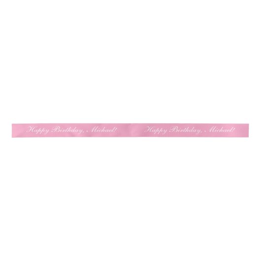 Happy Birthday Custom Text Pink Chic サテンリボン (正面)
