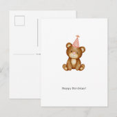 Happy Birthday Cute Bear Card ポストカード (正面/裏面)