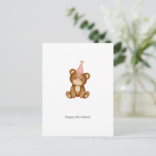 Happy Birthday Cute Bear Card ポストカード (スタンド正面)