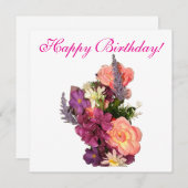 Happy Birthday cute floral Card シーズンカード (正面/裏面)